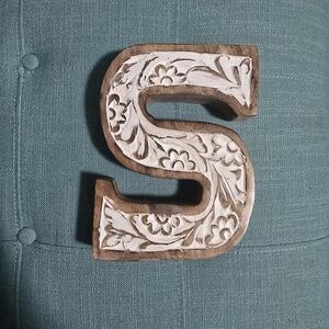 Wooden Carved Letter S Decor